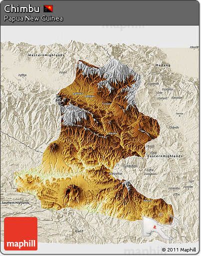 Physical 3D Map of Chimbu, shaded relief outside