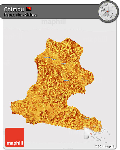 Political 3D Map of Chimbu, cropped outside