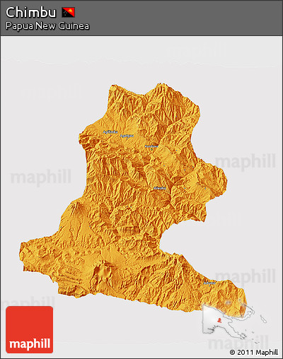 Political 3D Map of Chimbu, cropped outside
