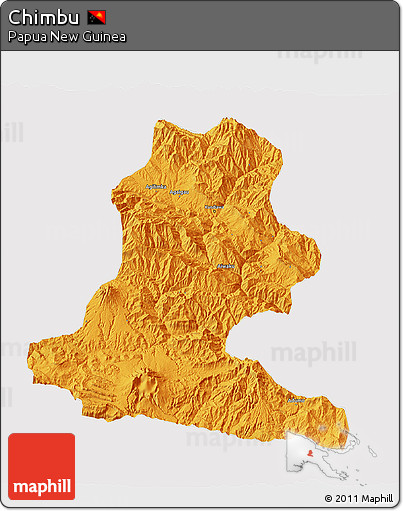 Political 3D Map of Chimbu, cropped outside