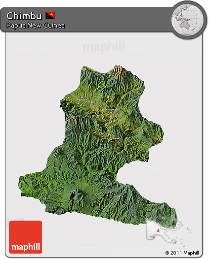 Satellite 3D Map of Chimbu, cropped outside