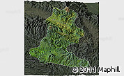 Satellite 3D Map of Chimbu, darken, semi-desaturated