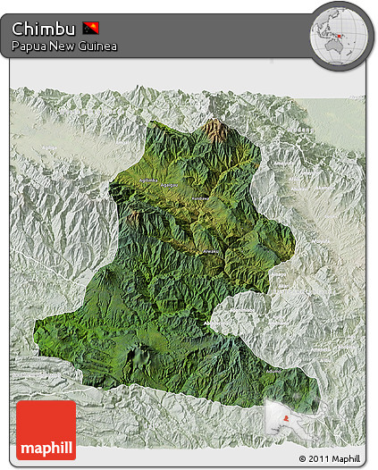 Satellite 3D Map of Chimbu, lighten