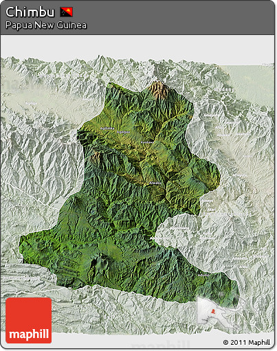 Satellite 3D Map of Chimbu, lighten