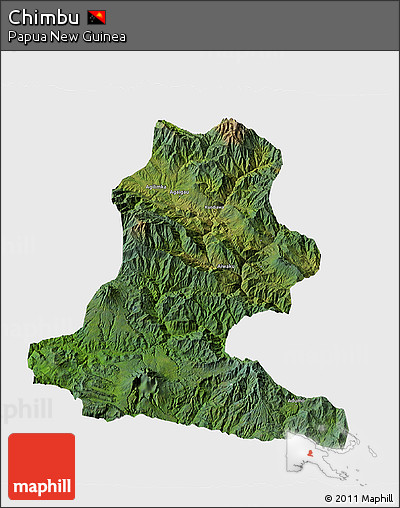 Satellite 3D Map of Chimbu, single color outside