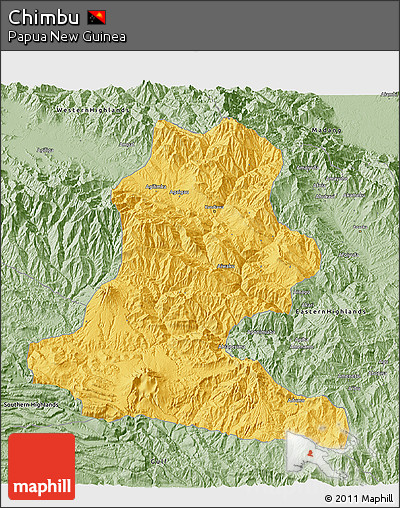 Savanna Style 3D Map of Chimbu