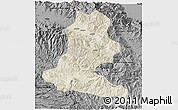 Shaded Relief 3D Map of Chimbu, darken, desaturated