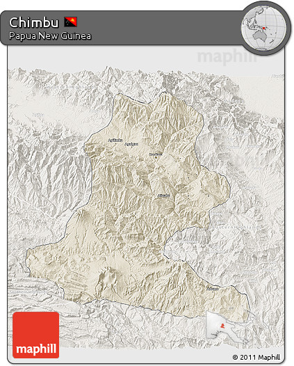 Shaded Relief 3D Map of Chimbu, lighten