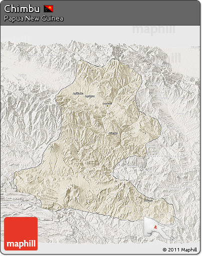 Shaded Relief 3D Map of Chimbu, lighten
