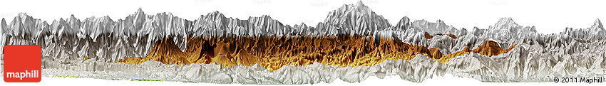 Physical Horizon Map of Chimbu, lighten, semi-desaturated