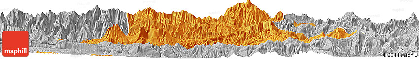 Political Horizon Map of Chimbu, lighten, desaturated