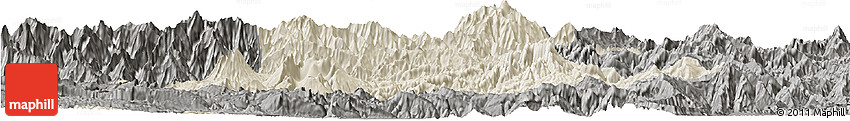 Shaded Relief Horizon Map of Chimbu, darken, semi-desaturated