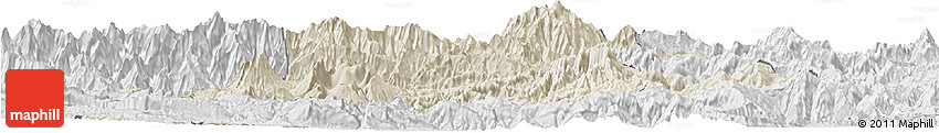 Shaded Relief Horizon Map of Chimbu, lighten, desaturated