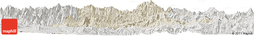 Shaded Relief Horizon Map of Chimbu, lighten, semi-desaturated