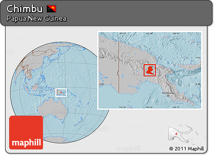 Gray Location Map of Chimbu, hill shading
