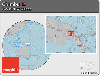 Gray Location Map of Chimbu, hill shading