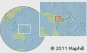 Savanna Style Location Map of Chimbu, within the entire country, hill shading