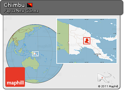Savanna Style Location Map of Chimbu, highlighted country