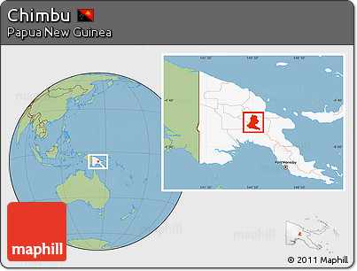 Savanna Style Location Map of Chimbu, highlighted country