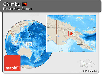 Shaded Relief Location Map of Chimbu