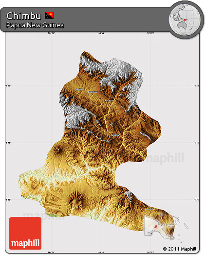 Physical Map of Chimbu, cropped outside