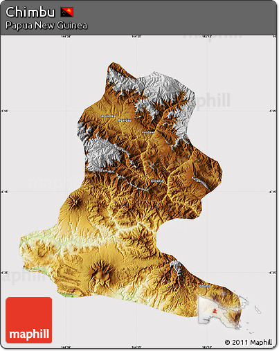 Physical Map of Chimbu, cropped outside