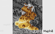 Physical Map of Chimbu, darken, desaturated