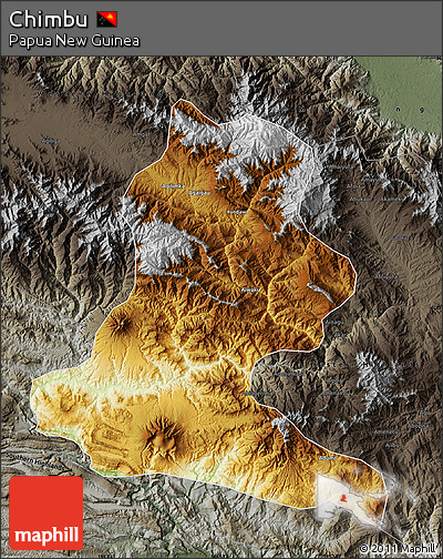 Physical Map of Chimbu, darken, semi-desaturated
