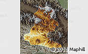 Physical Map of Chimbu, darken, semi-desaturated