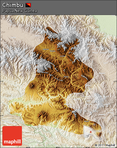 Physical Map of Chimbu, lighten