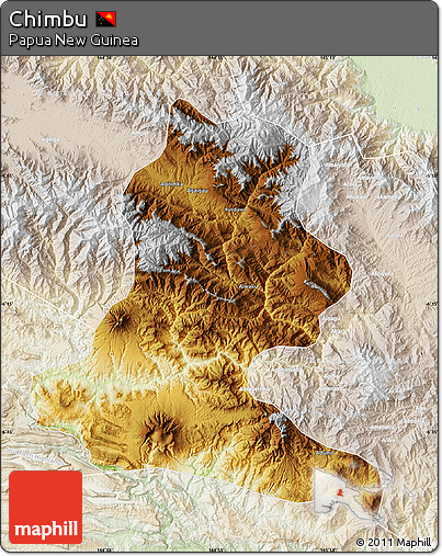 Physical Map of Chimbu, lighten