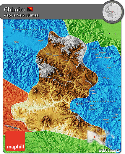 Physical Map of Chimbu, political outside