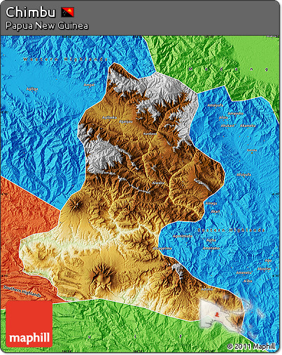 Physical Map of Chimbu, political outside