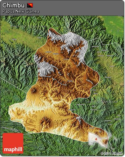 Physical Map of Chimbu, satellite outside