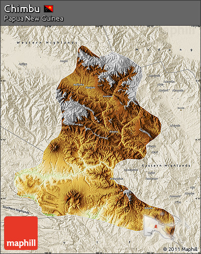 Physical Map of Chimbu, shaded relief outside