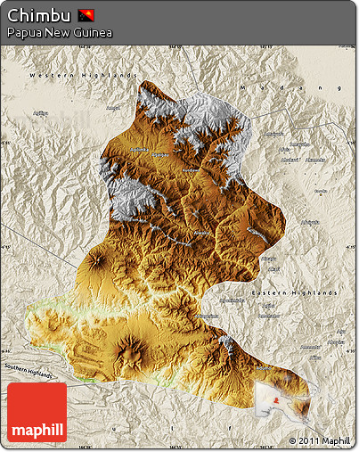 Physical Map of Chimbu, shaded relief outside