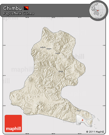Shaded Relief Map of Chimbu, cropped outside