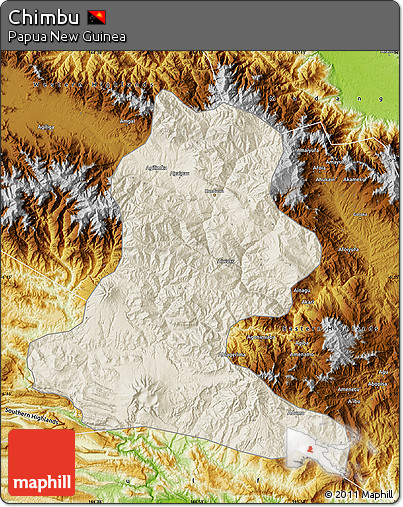 Shaded Relief Map of Chimbu, physical outside