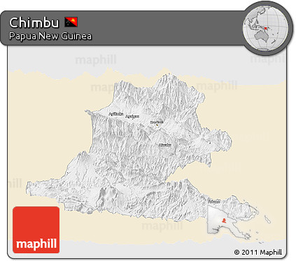 Classic Style Panoramic Map of Chimbu, single color outside