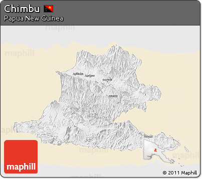 Classic Style Panoramic Map of Chimbu, single color outside