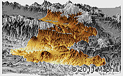 Physical Panoramic Map of Chimbu, desaturated