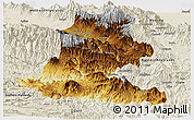 Physical Panoramic Map of Chimbu, shaded relief outside