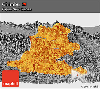 Political Panoramic Map of Chimbu, desaturated