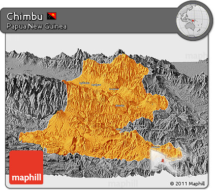 Political Panoramic Map of Chimbu, desaturated