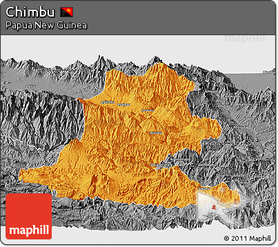 Political Panoramic Map of Chimbu, desaturated