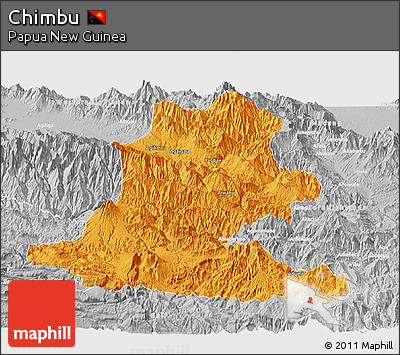 Political Panoramic Map of Chimbu, lighten, desaturated