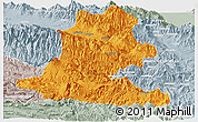 Political Panoramic Map of Chimbu, lighten, semi-desaturated