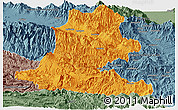 Political Panoramic Map of Chimbu, semi-desaturated