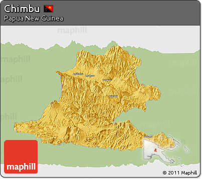 Savanna Style Panoramic Map of Chimbu, single color outside