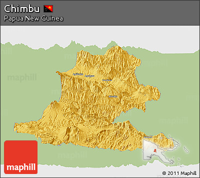 Savanna Style Panoramic Map of Chimbu, single color outside
